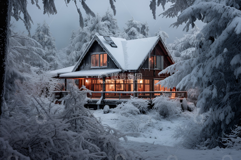 高清大图下载【趣麦麦图】冬季里温暖的房子