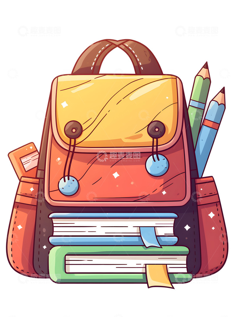 高清大图下载【趣麦麦图】卡通书包图标ICON