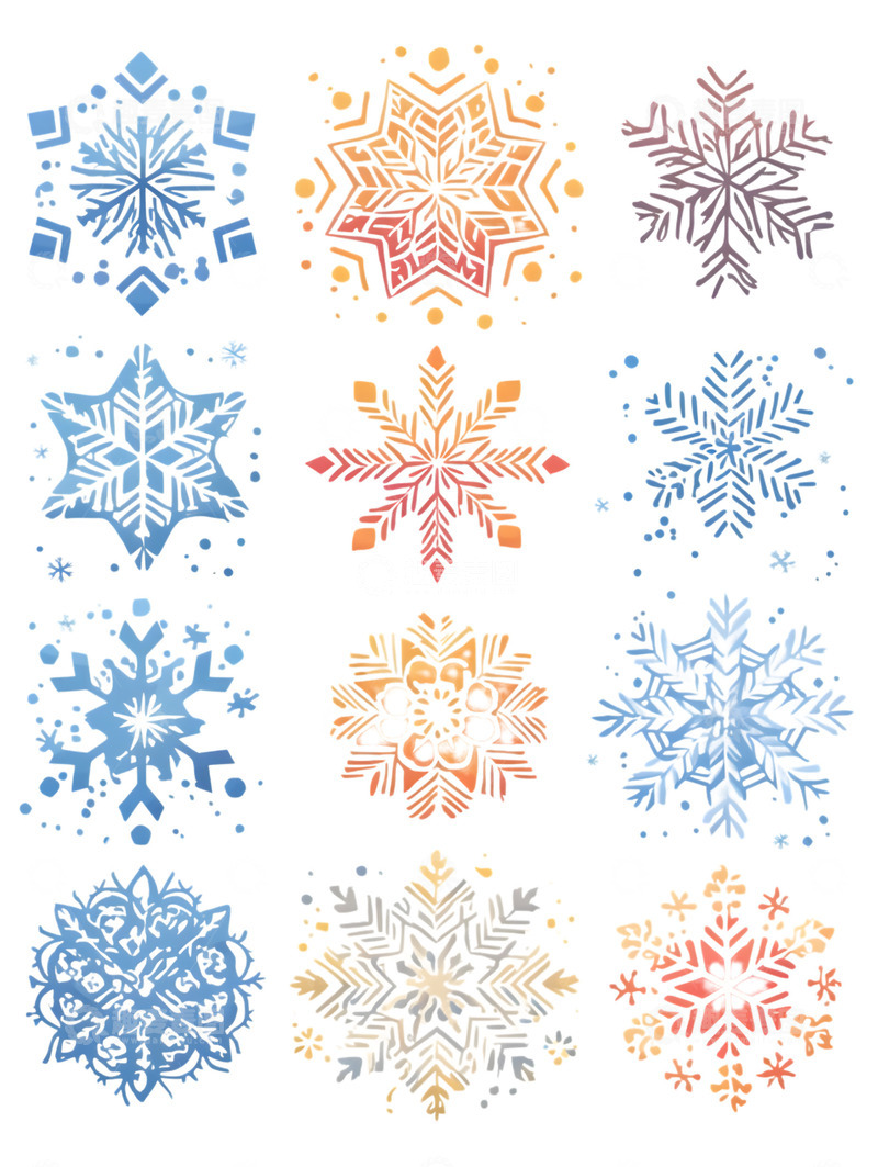 高清大图下载【趣麦麦图】卡通雪花装饰