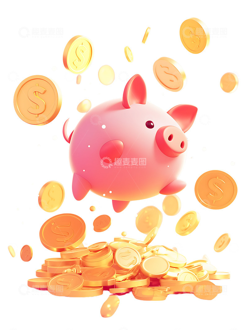 高清大图下载【趣麦麦图】小猪金币卡通金融