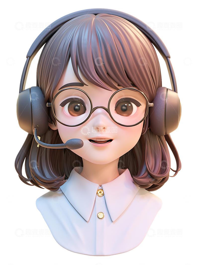高清大图下载【趣麦麦图】卡通女性客服头像