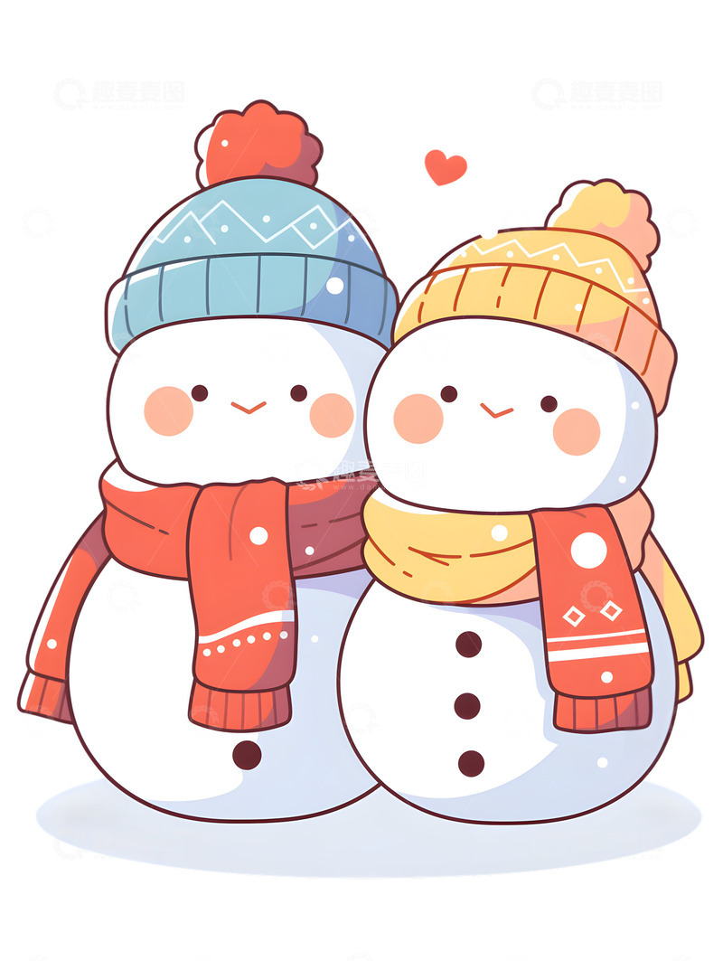 高清大图下载【趣麦麦图】两个雪人冬季