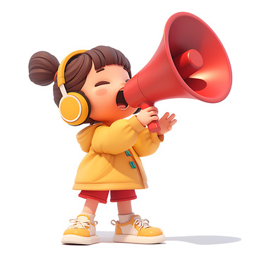 拿着大喇叭的小女孩