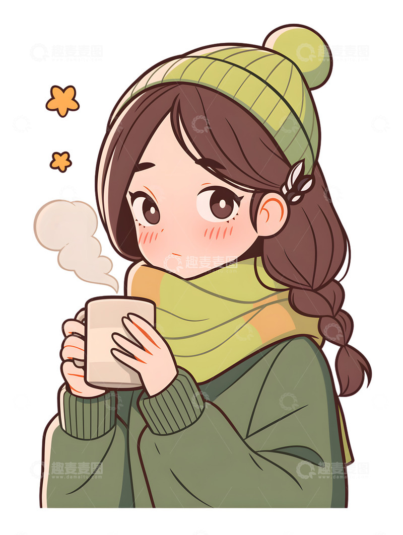 高清大图下载【趣麦麦图】女孩子喝茶绿茶