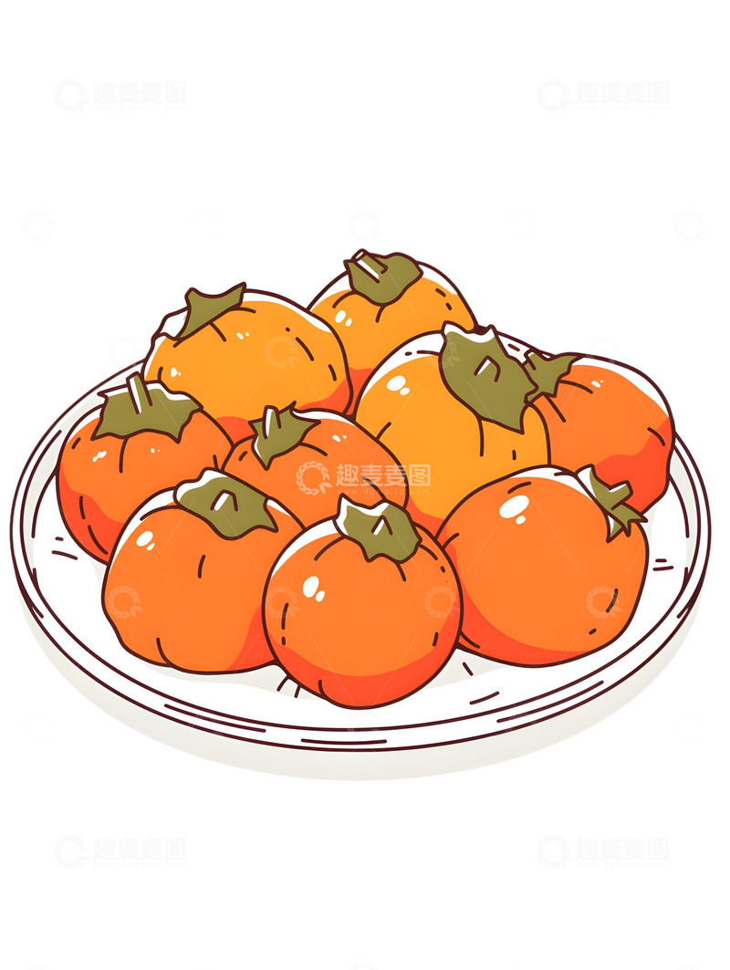 高清大图下载【趣麦麦图】一盘柿子水果美味