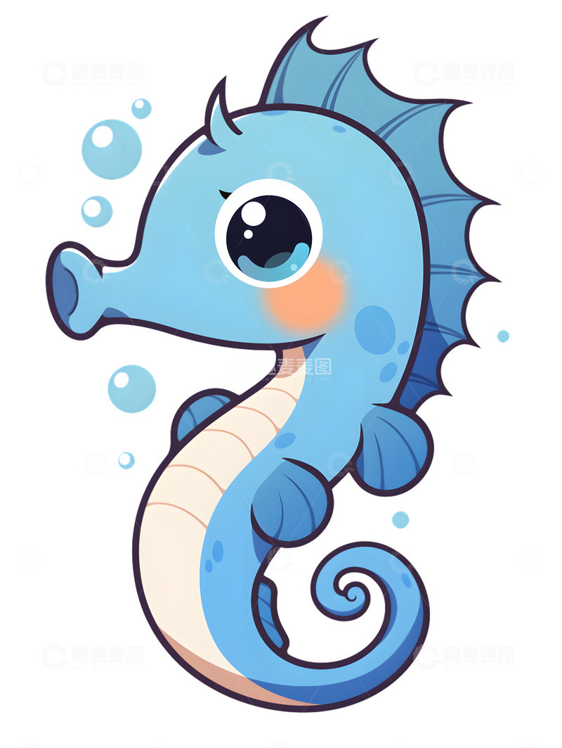 高清大图下载【趣麦麦图】卡通小海马可爱