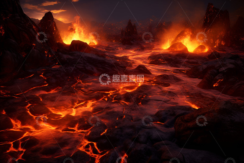高清大图下载【趣麦麦图】火山岩浆近景特写