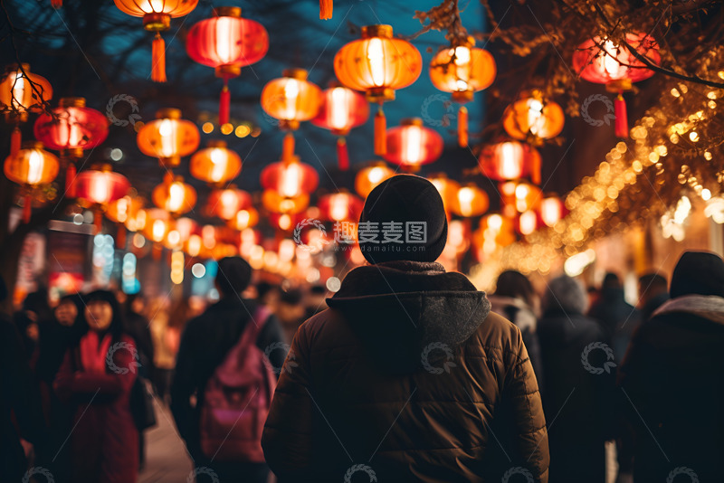 高清大图下载【趣麦麦图】新年看花灯的人群