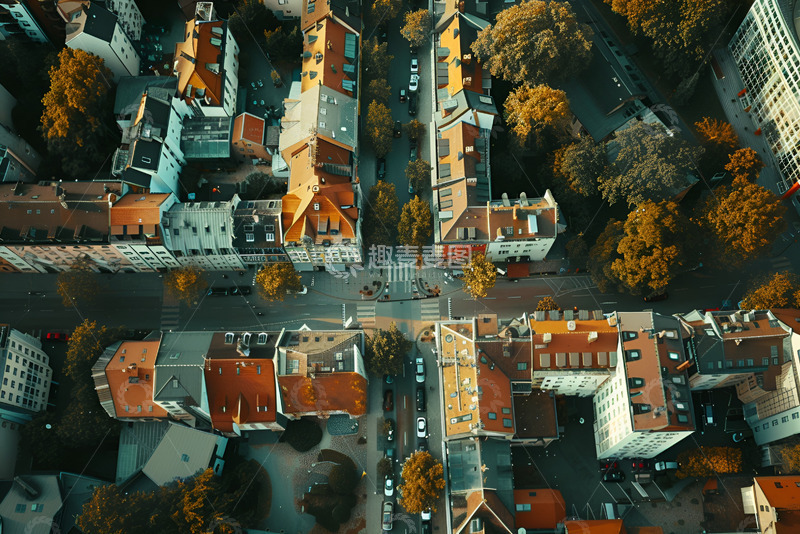 高清大图下载【趣麦麦图】城镇俯视航拍图