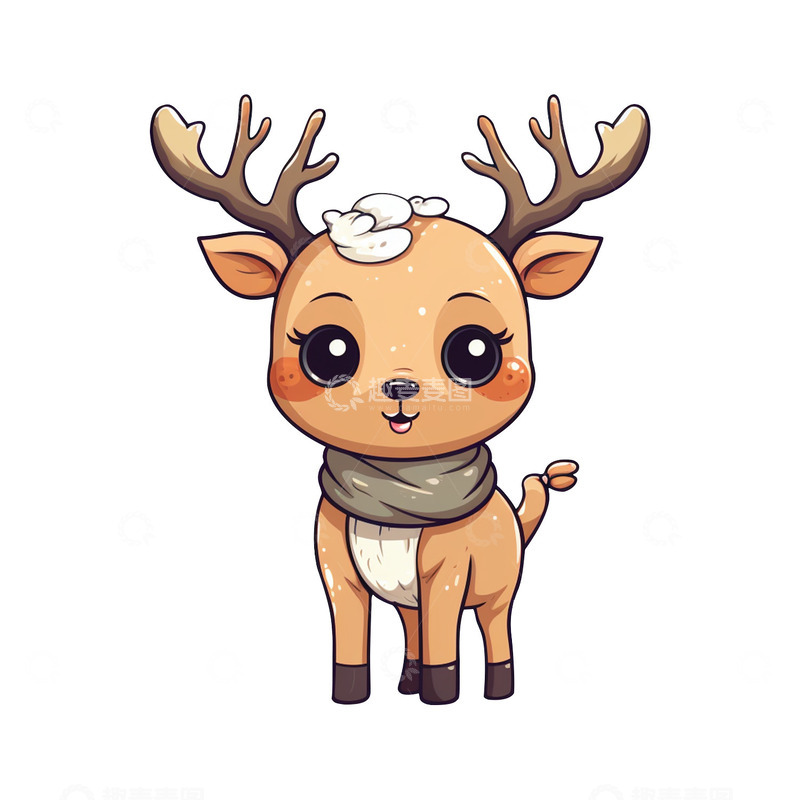 高清大图下载【趣麦麦图】卡通圣诞麋鹿