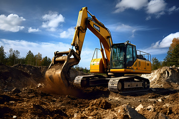 正在挖土的挖掘机