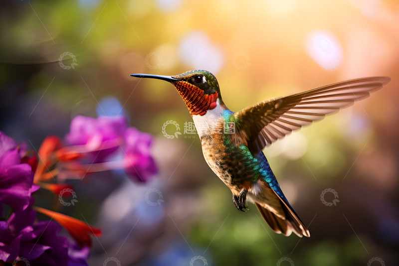 高清大图下载【趣麦麦图】一只蜂鸟特写摄影