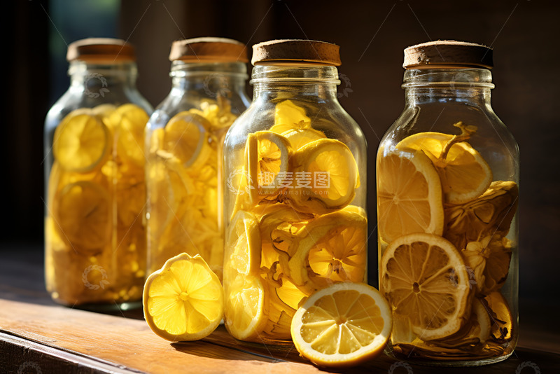 高清大图下载【趣麦麦图】装在玻璃瓶内的柠檬干