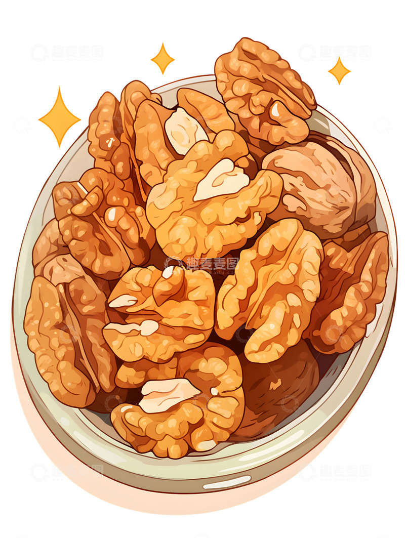 高清大图下载【趣麦麦图】一盘核桃仁坚果
