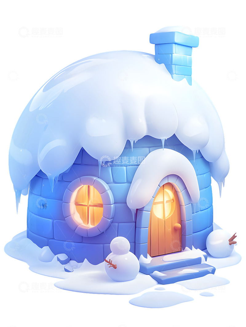 高清大图下载【趣麦麦图】卡通雪屋北极极地