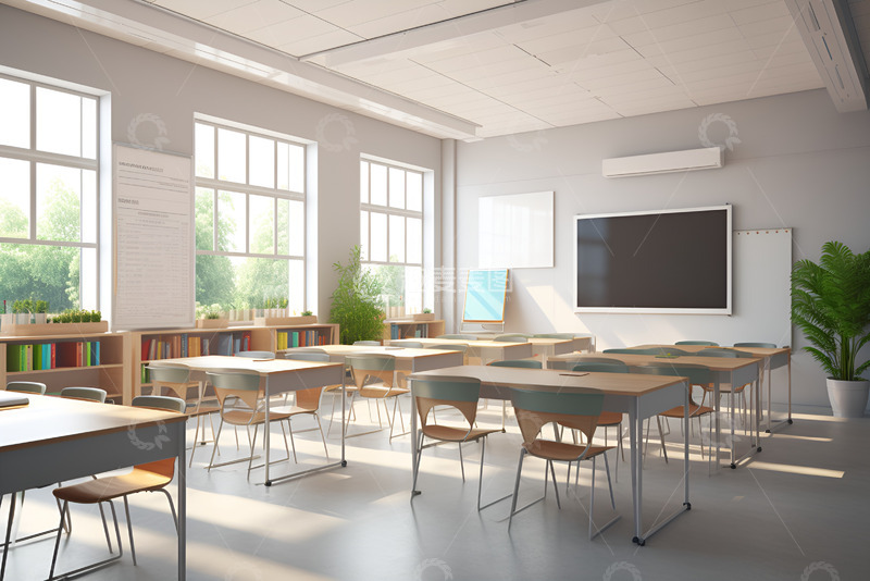 高清大图下载【趣麦麦图】干净明亮的室内教室