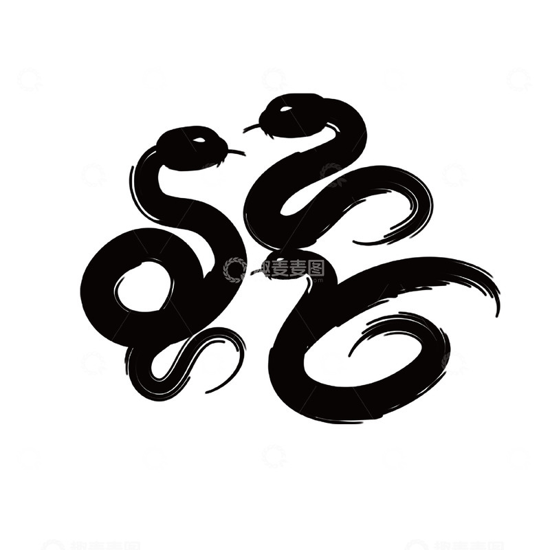 高清大图下载【趣麦麦图】水墨毛笔生肖蛇