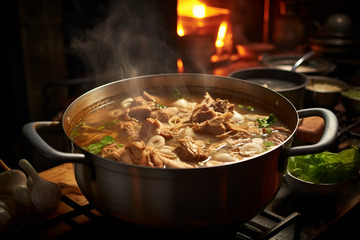 一锅美味的猪肉大骨汤