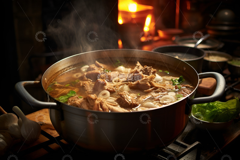 高清大图下载【趣麦麦图】一锅美味的猪肉大骨汤