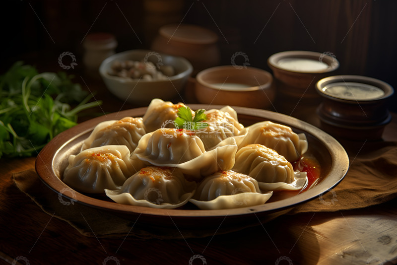 高清大图下载【趣麦麦图】一盘美食蒸饺