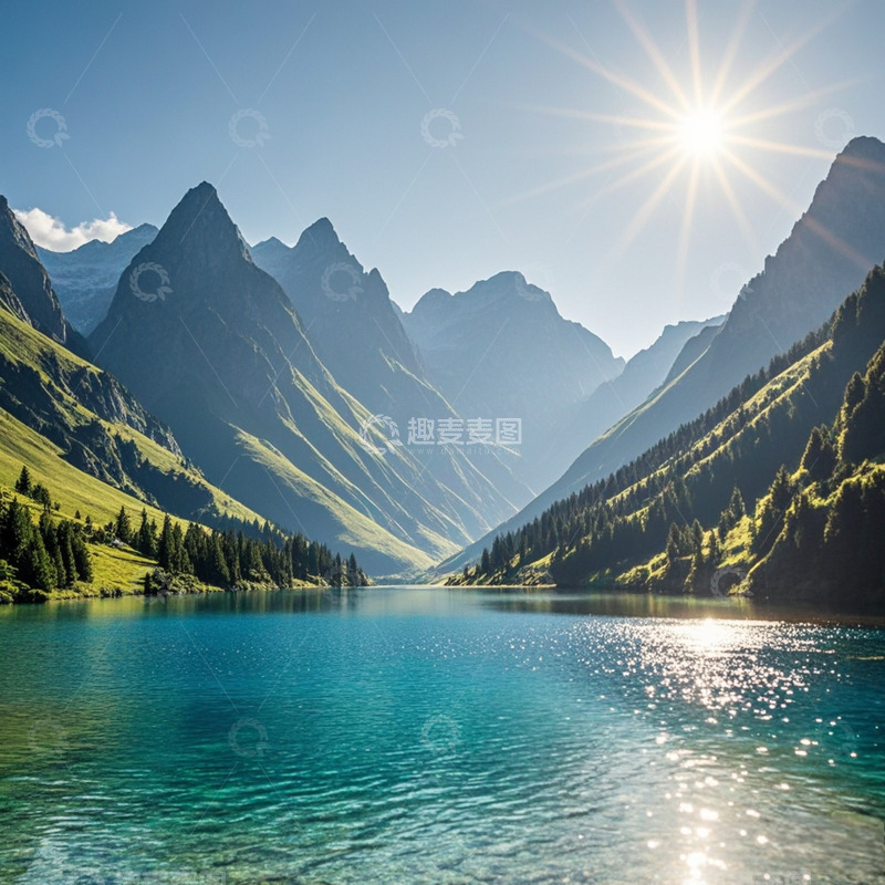 高清大图下载【趣麦麦图】国潮山川大海背景