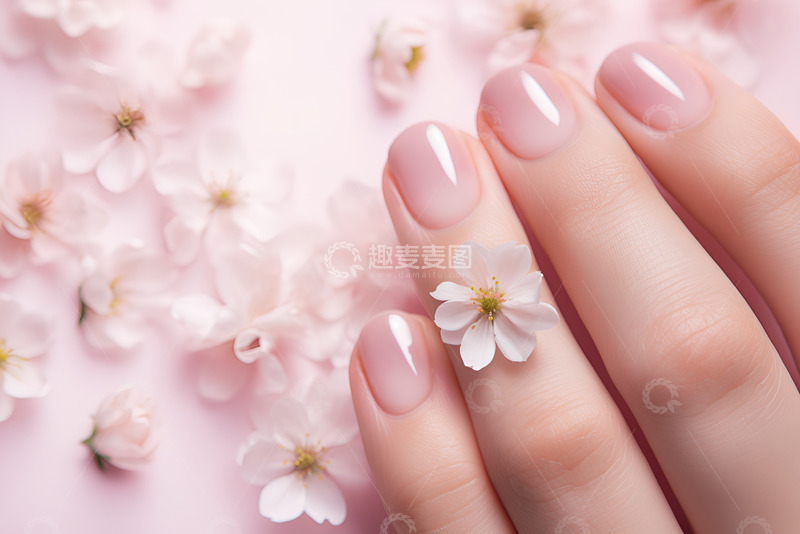 高清大图下载【趣麦麦图】粉色的透亮美甲