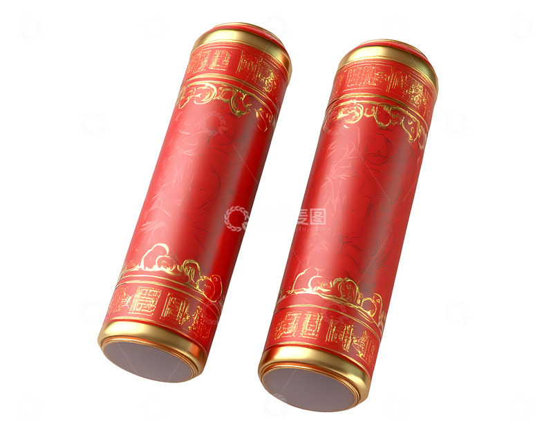 高清大图下载【趣麦麦图】红色金色中国传统爆竹装饰节庆用品
