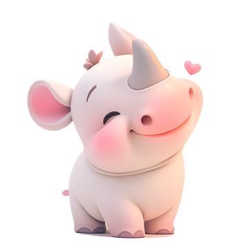 可爱的粉色小犀牛