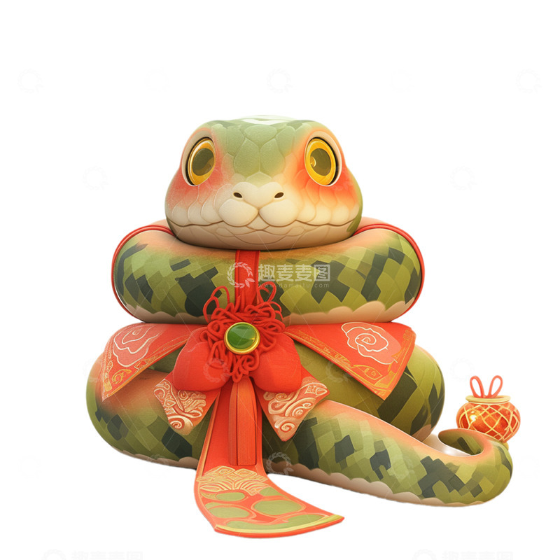 新春绿色中国结生肖蛇