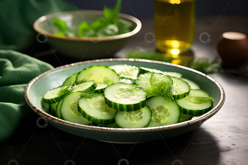 高清大图下载【趣麦麦图】一盘清脆的黄瓜片