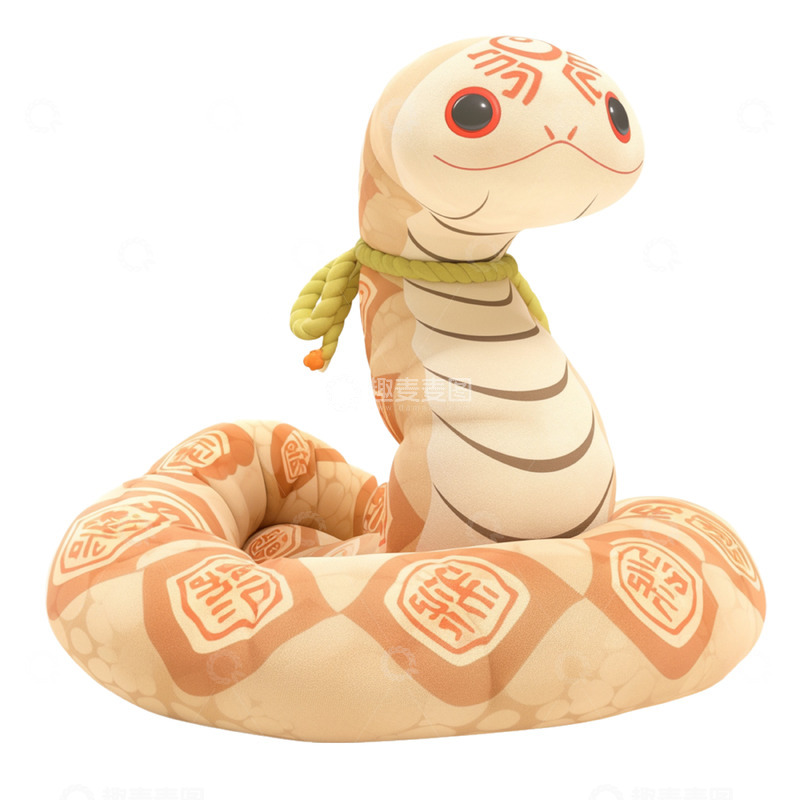 卡通米白色花纹生肖蛇