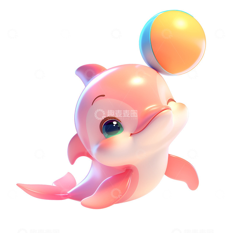 高清大图下载【趣麦麦图】玩皮球的可爱小海豚