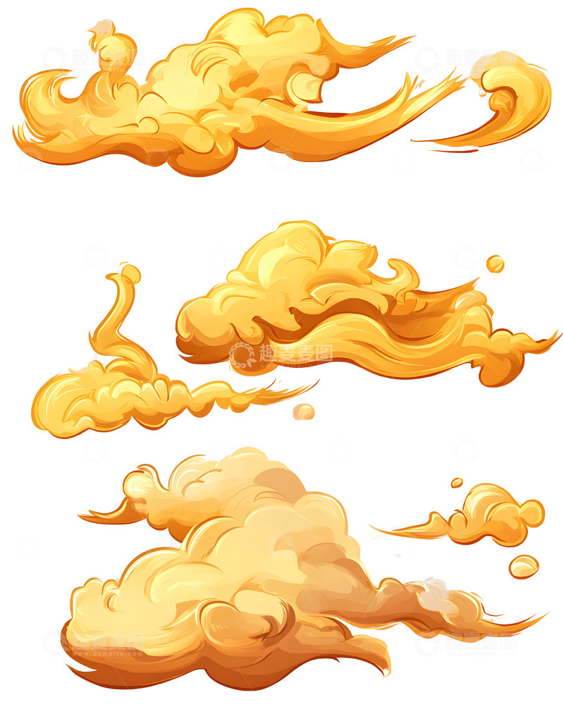 高清大图下载【趣麦麦图】金色祥云中国传统吉祥图案