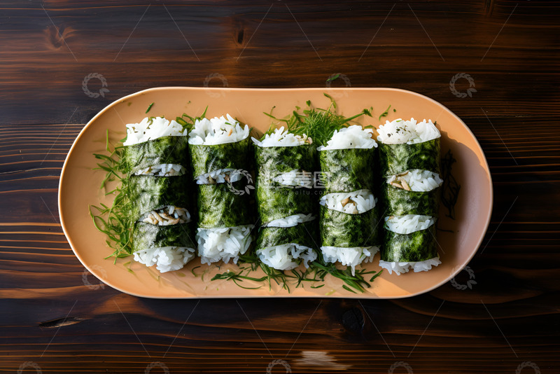 高清大图下载【趣麦麦图】一盘美味的紫菜包饭