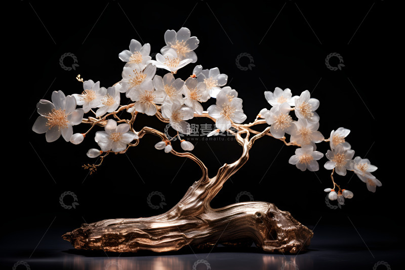 高清大图下载【趣麦麦图】一尊梅花树摆件