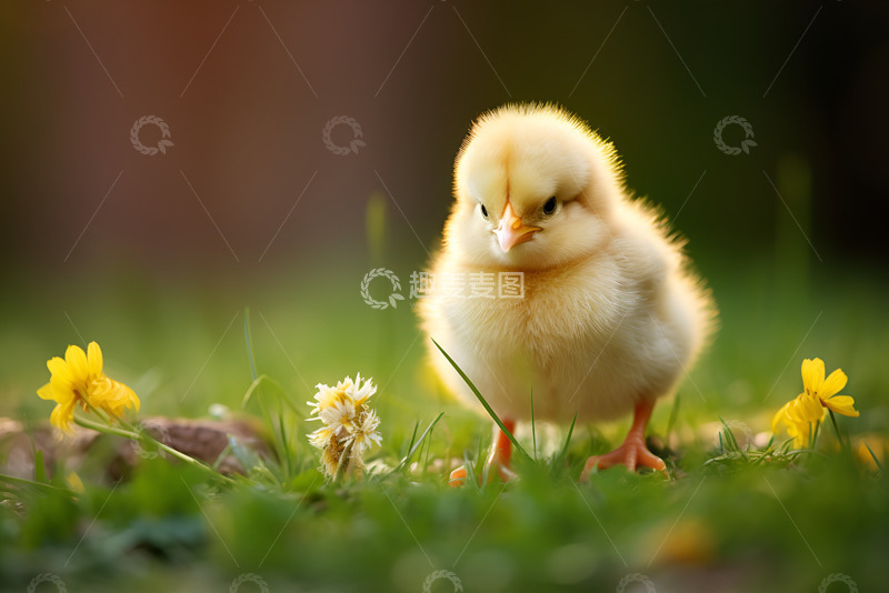 高清大图下载【趣麦麦图】站在草地上的小鸡