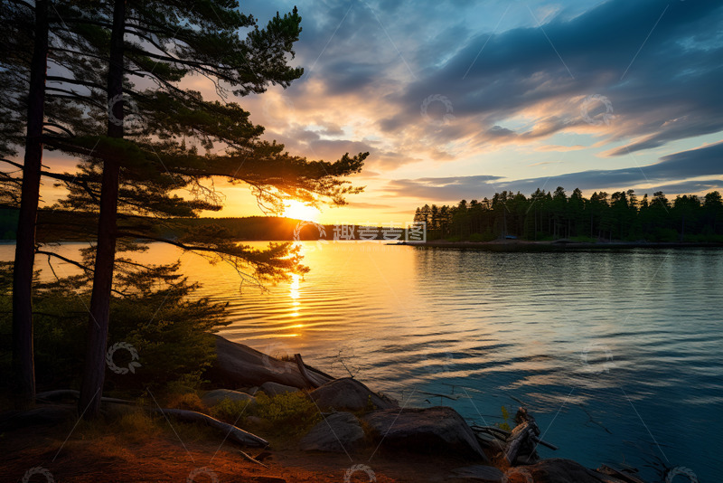 高清大图下载【趣麦麦图】晨光下的湖面