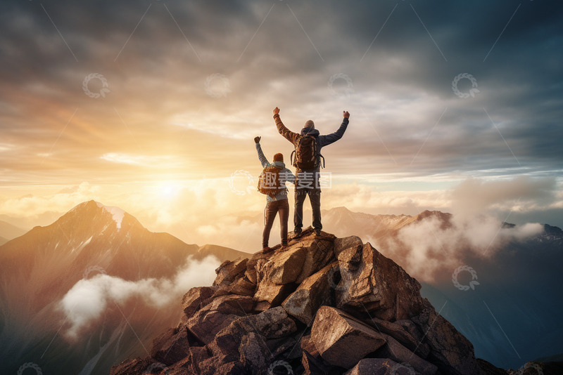 高清大图下载【趣麦麦图】登山冒险的旅行者
