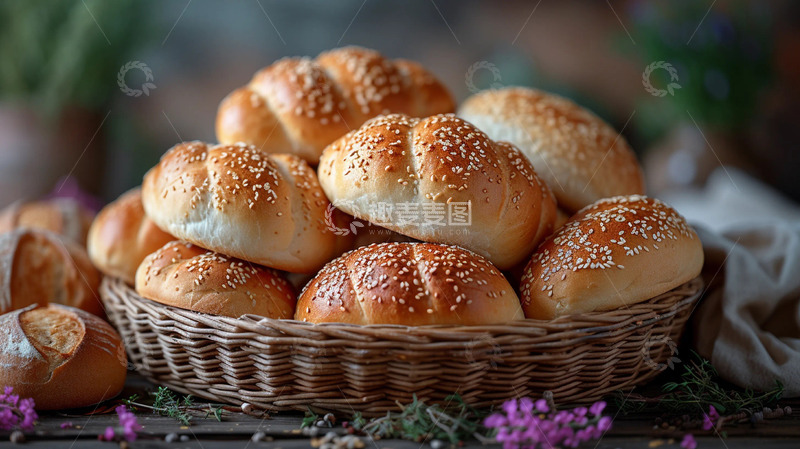 高清大图下载【趣麦麦图】秋冬美食篮子面包