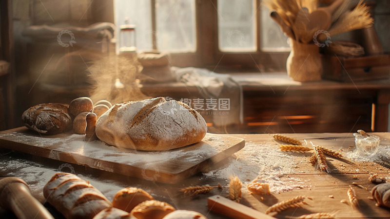 高清大图下载【趣麦麦图】秋冬厨房面包制作实拍