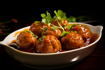 一盘油炸鱼肉丸子