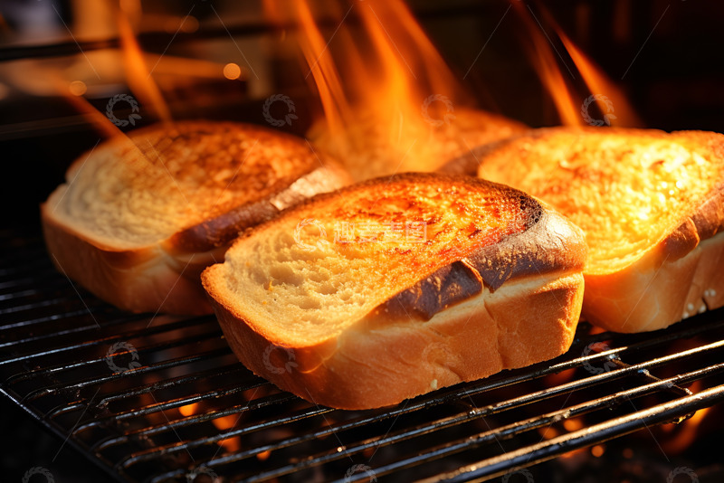 高清大图下载【趣麦麦图】放在烤架上的面包片