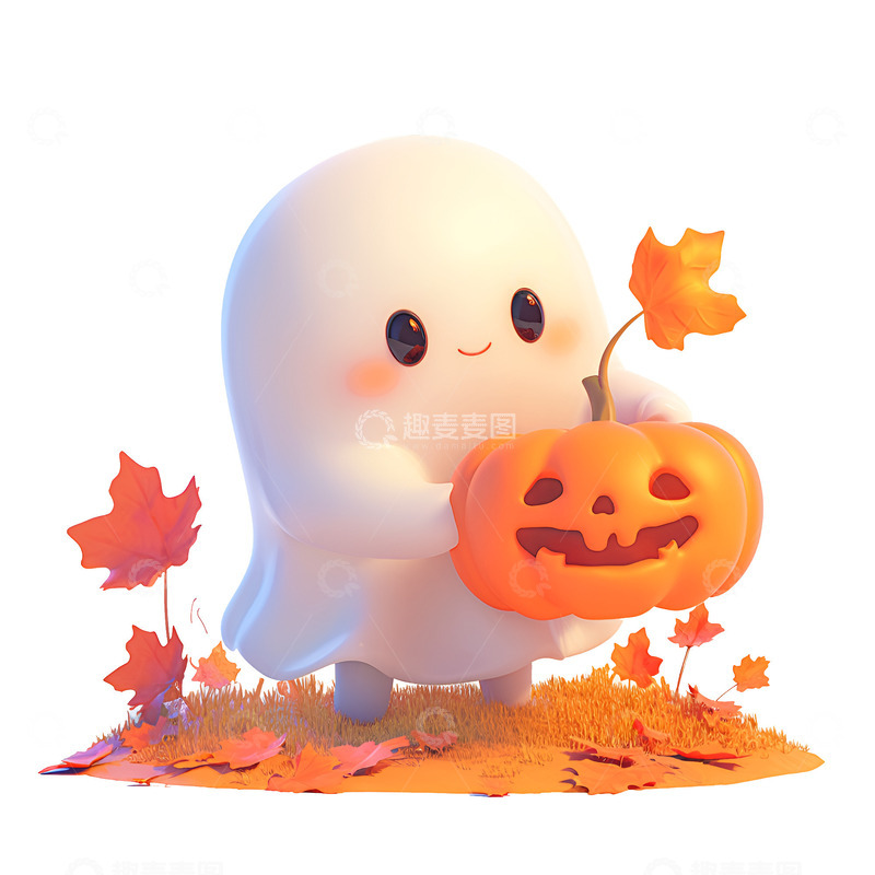 高清大图下载【趣麦麦图】拿着南瓜的幽灵