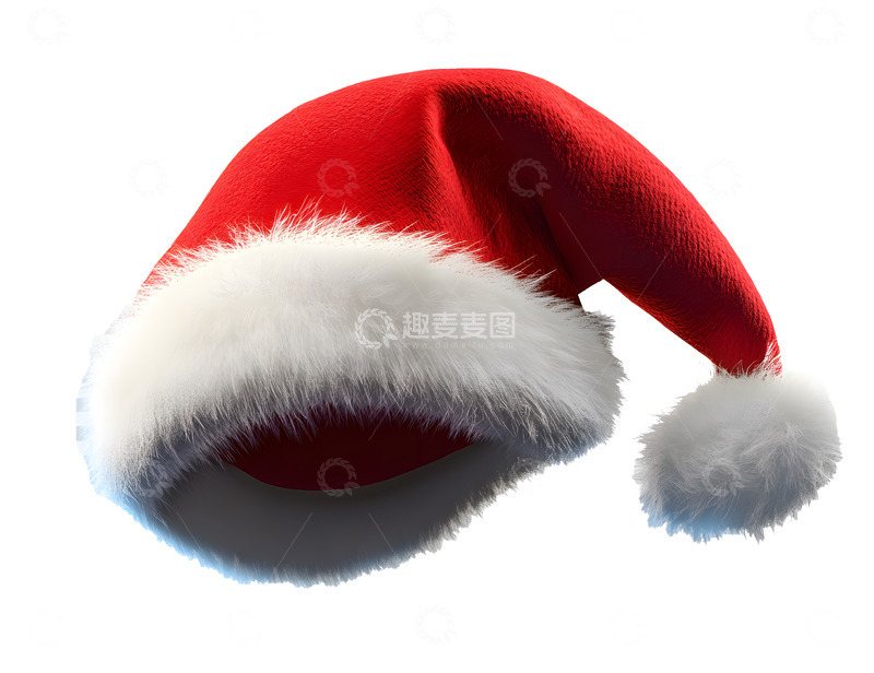 高清大图下载【趣麦麦图】红色圣诞帽白色毛绒节日装饰