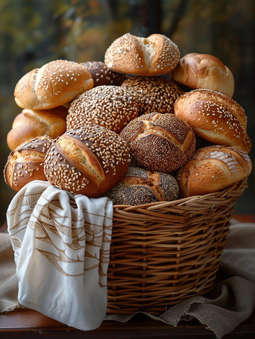 实拍篮子美食圆形面包