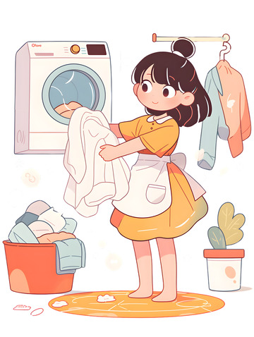 洗衣服卡通洗衣
