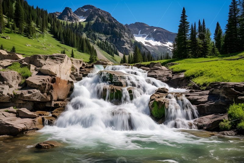高清大图下载【趣麦麦图】旷野里的瀑布