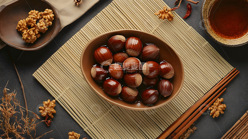 高清大图下载【趣麦麦图】秋季栗子坚果摆盘温暖居家氛围美食图