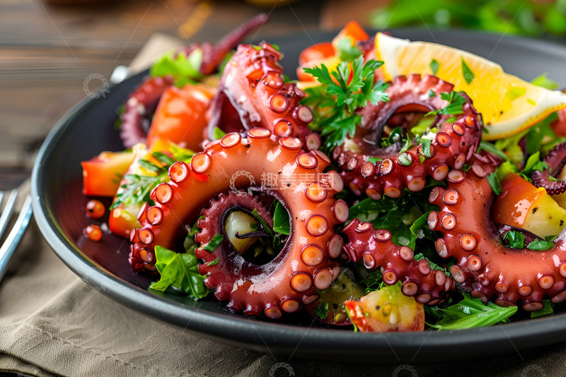 高清大图下载【趣麦麦图】一盘美味的柠檬鱿鱼