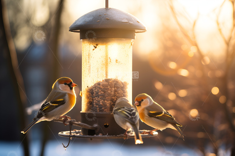 高清大图下载【趣麦麦图】鸟类投食器高清摄影